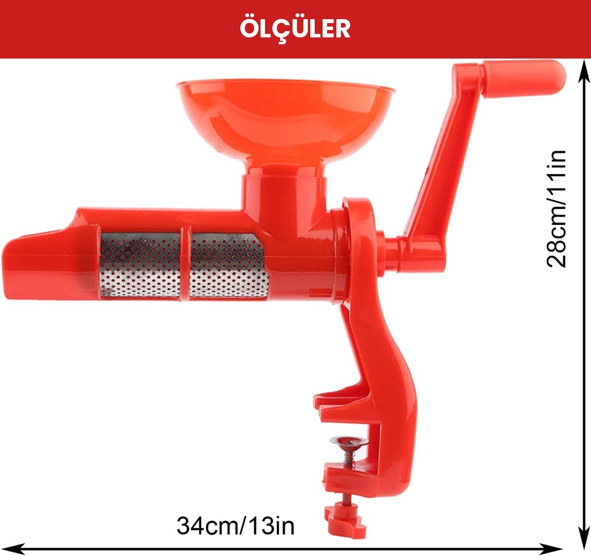 Salça makinesi ölçüleri: 34 cm x 28 cm